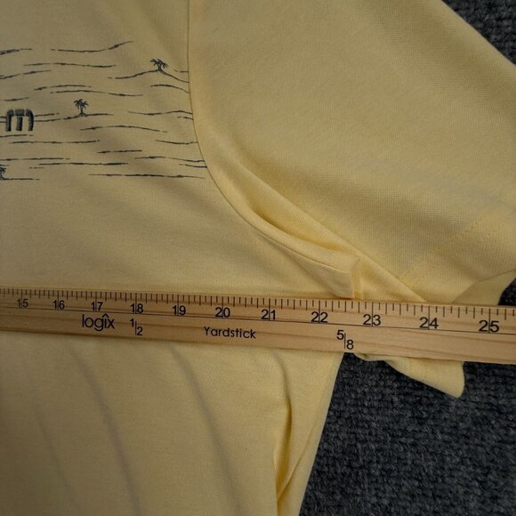 Travis Mathew Golf Polo Shirt Yellow Short Sleeve Beach Palm Tree XL Pima Blend - Picture 6 of 12